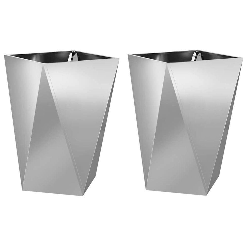 Jardinière d'extérieur 2 pc argent 50 x 50 x 75 cm acier galvanisé