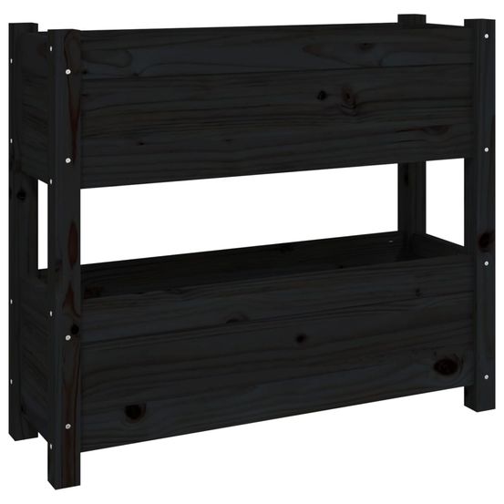 Jardinière noir 77x25x66 cm bois massif de pin