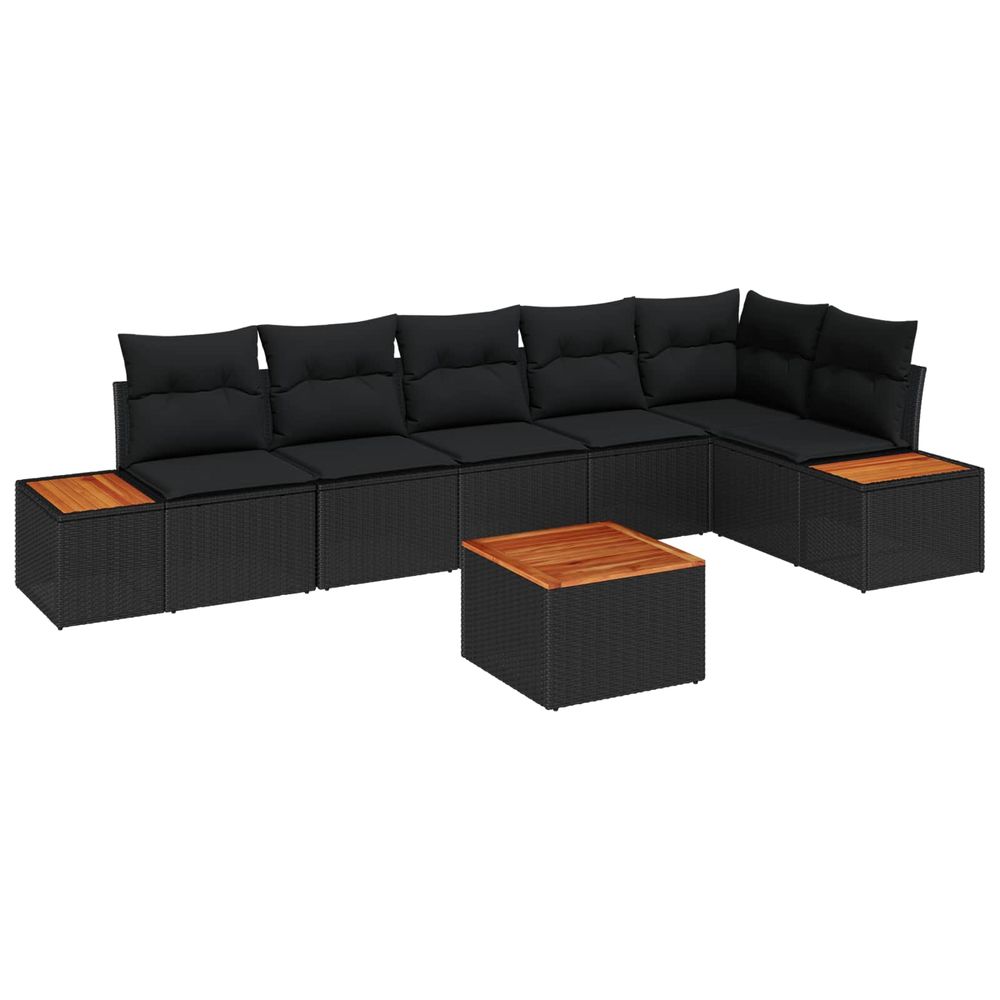 Ensemble de canapé de jardin 7 pc noir poly rotin