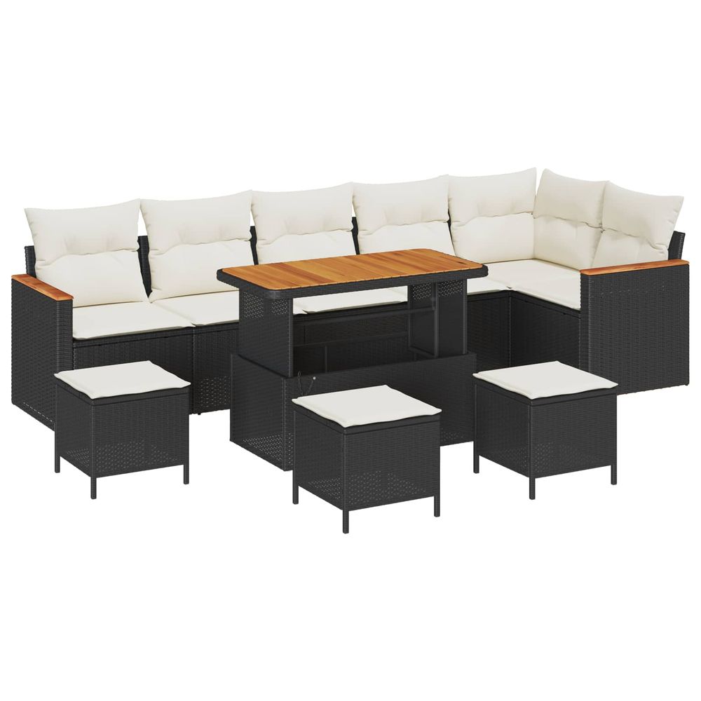 Ensemble de canapé de jardin 10 pc noir polyrotin