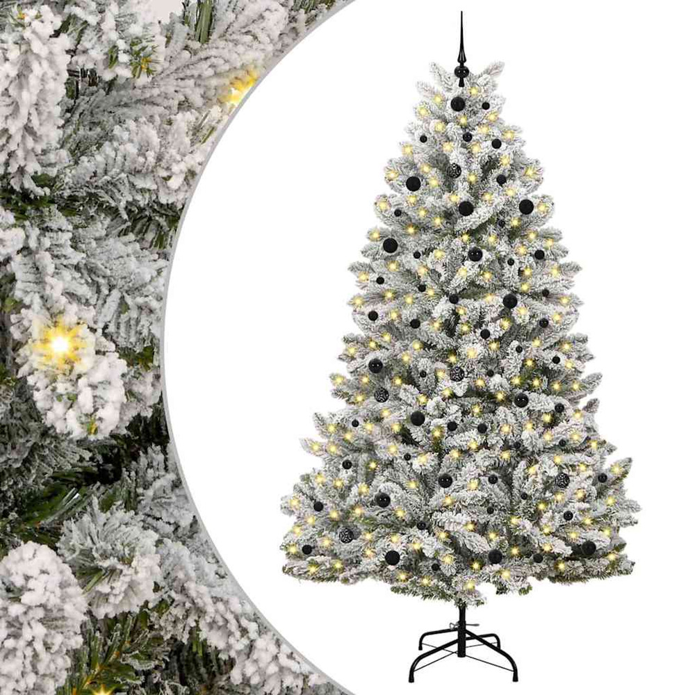 Sapin de noël artificiel vert et blanc 240 cm pvc et métal