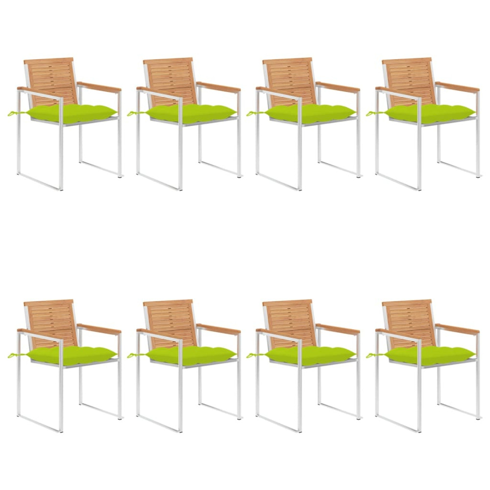 Chaises de jardin lot de 8 avec coussins bois de teck massif