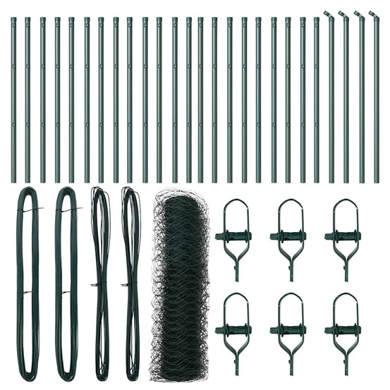 Clôture avec poteaux vert 0.6 x 50 m acier recouvert de pvc