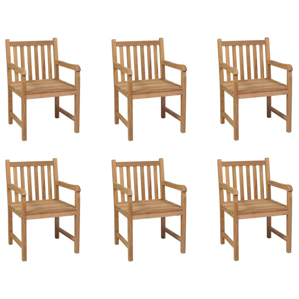 Chaises d'extérieur lot de 6 bois de teck solide