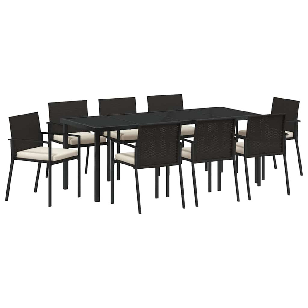 Ensemble de salle à manger pour jardin 9 pcs noir