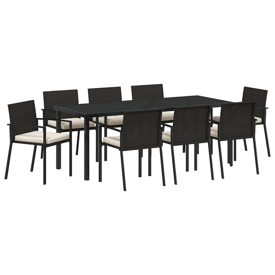 Ensemble de salle à manger pour jardin 9 pcs noir