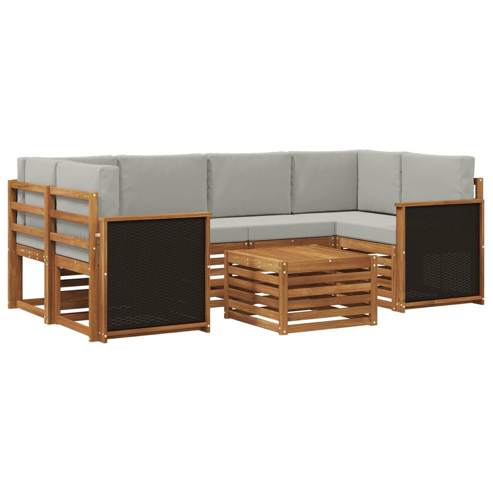 Ensemble de canapés d'extérieur 7 pc naturel et gris clair