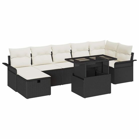 Ensemble de canapé de jardin 8 pc noir polyrotin