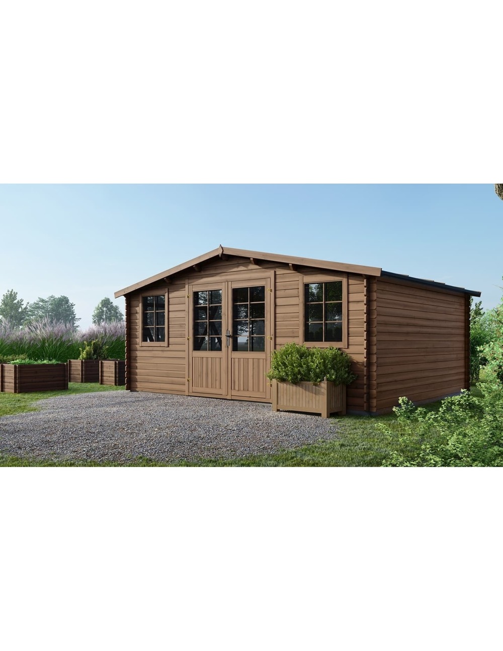 Abri de jardin en bois - 20m2 - 5x4m - traité - ep. 28mm - couleur: marron - dom566 - altanka