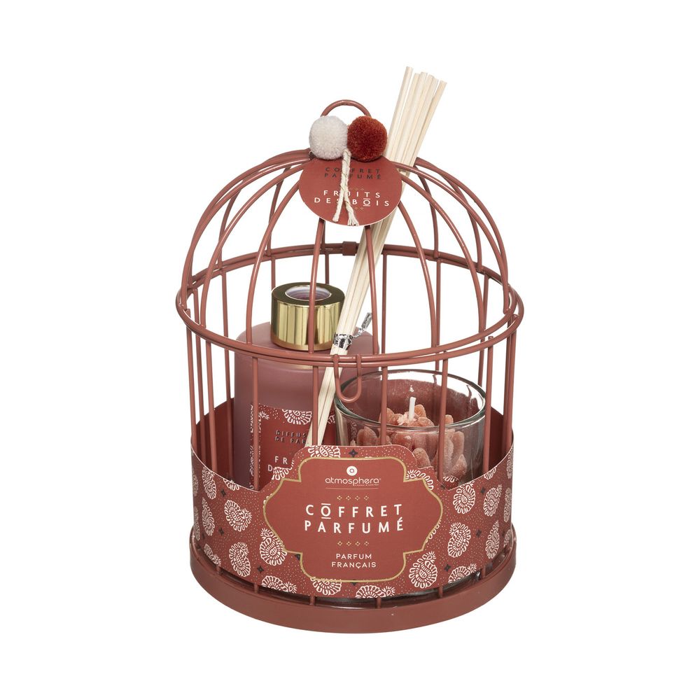Coffret senteur wonderly cage en métal diffuseur de parfum avec bâtons et bougie