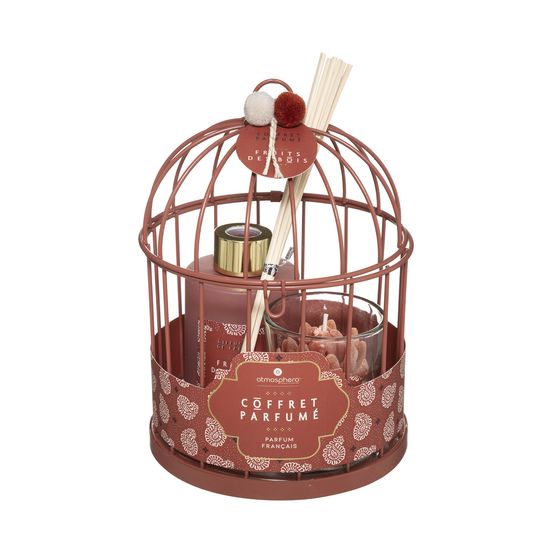 Coffret senteur wonderly cage en métal diffuseur de parfum avec bâtons et bougie