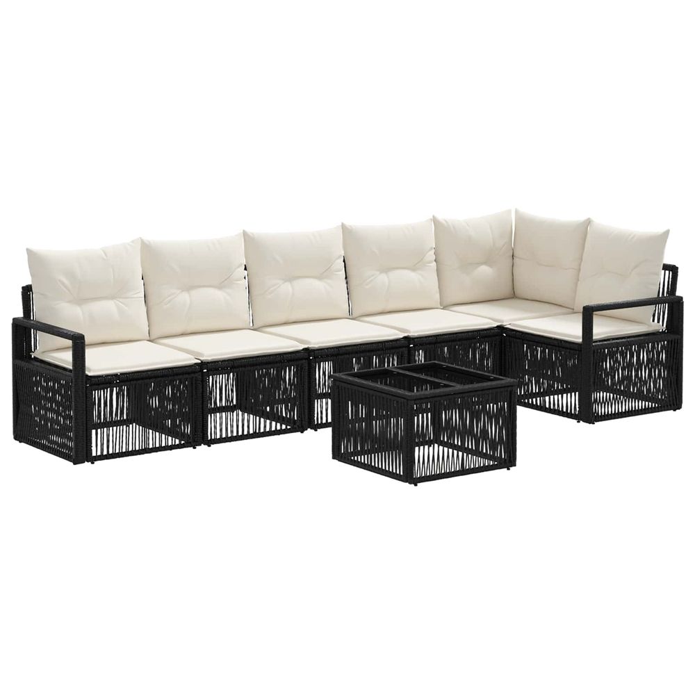 Ensemble de canapé de jardin 7 pc noir polyrotin