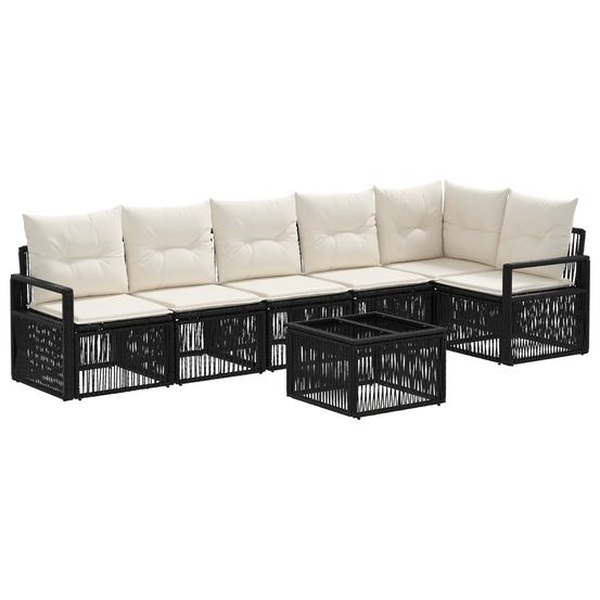 Ensemble de canapé de jardin 7 pc noir polyrotin