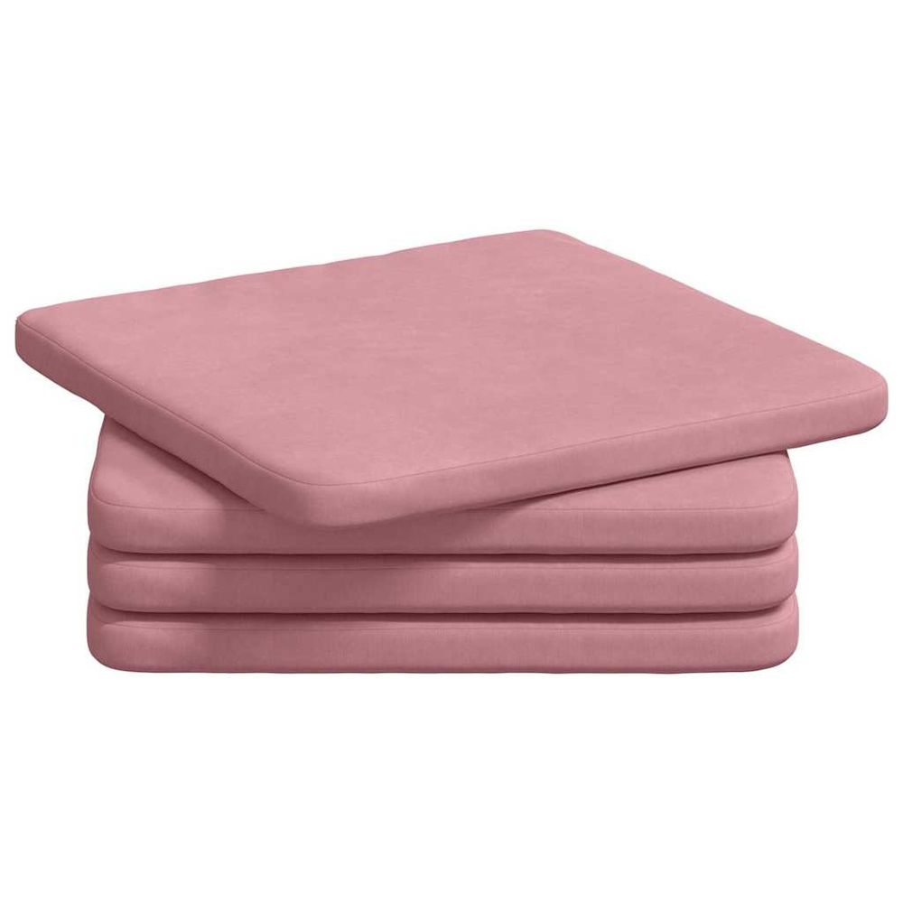 Coussins de siège 4 pc velours rose 40 x 40 x 3 cm