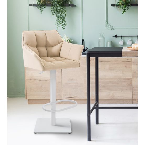 Lot de 2 tabourets de bar damaso tissu blanc