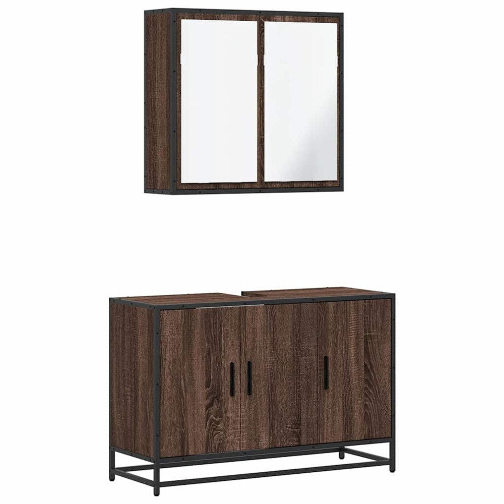 Ensemble de meubles de salle de bain 2 pcs chêne marron