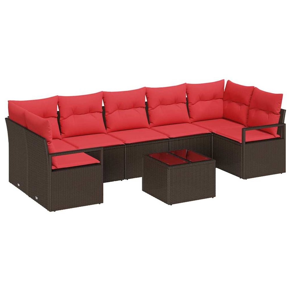 Ensemble de canapés 8 pc 7-nombre de places marron et rouge