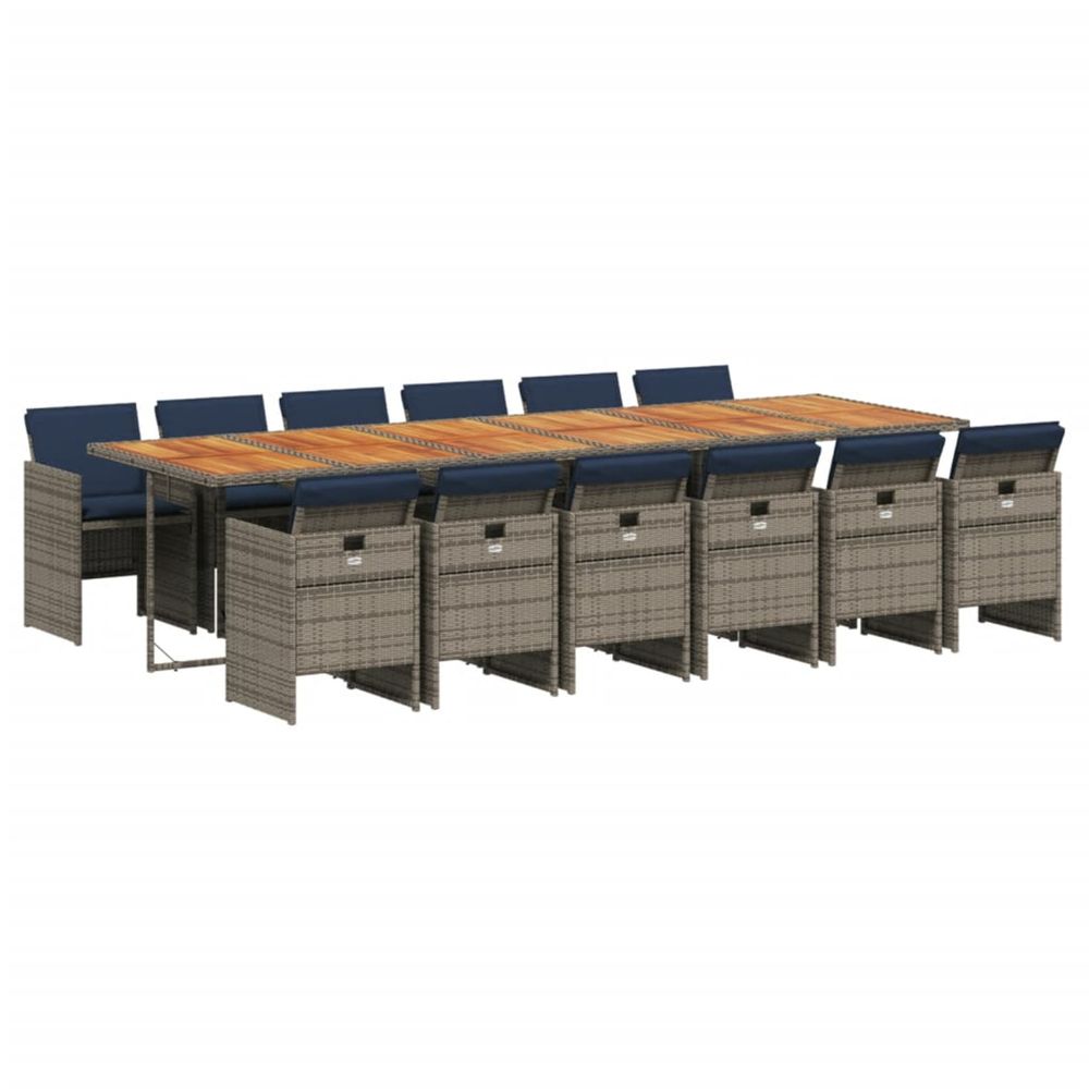 Ensemble à manger de jardin avec coussins 13 pcs résine tressée