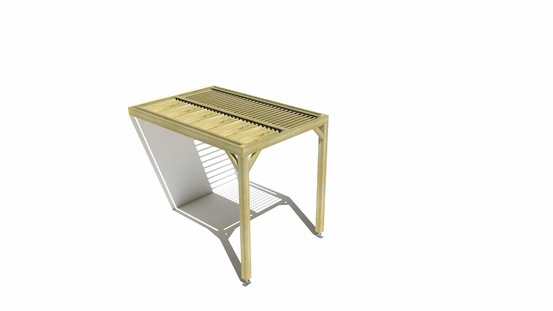 Pergola bois • 2m x 3m • adossée • sens profondeur • lames orientables bioclimatiques incluses • livraison comprise