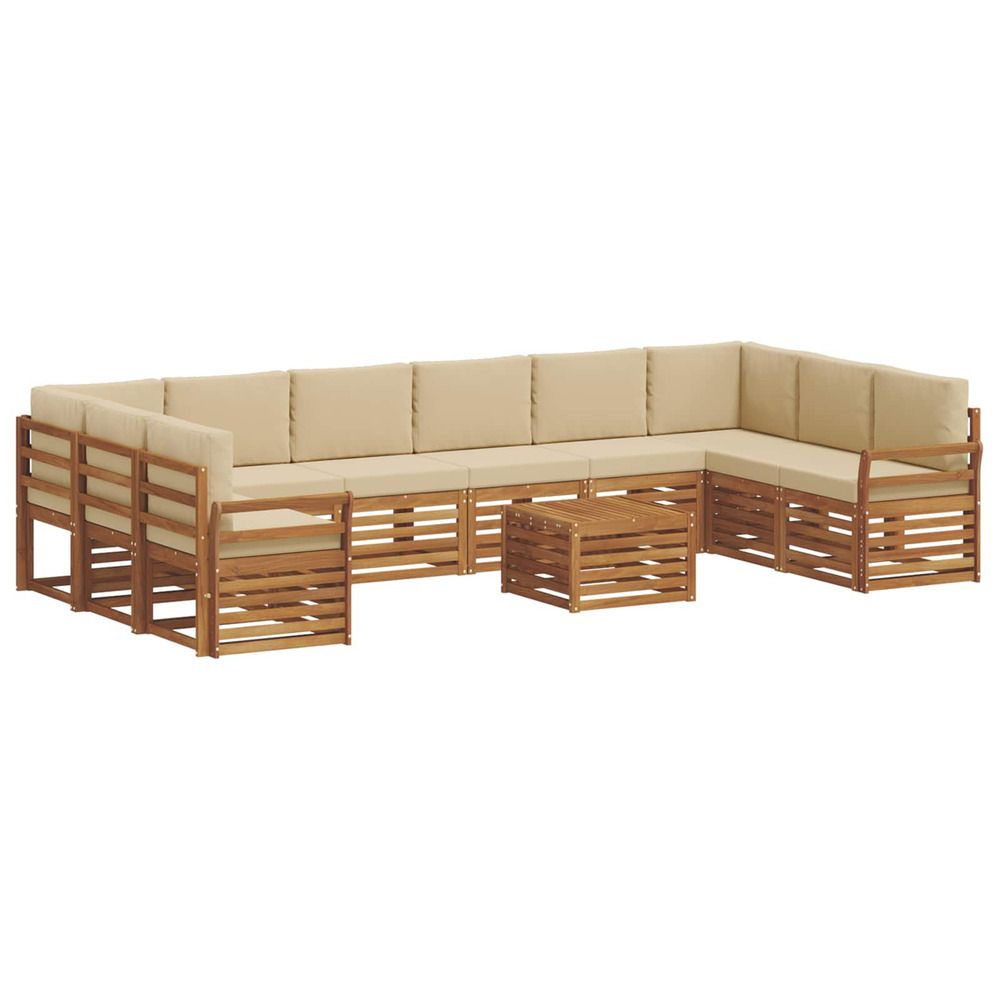 Ensemble de canapés d'extérieur 11 pc naturel et beige