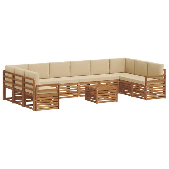 Ensemble de canapés d'extérieur 11 pc naturel et beige