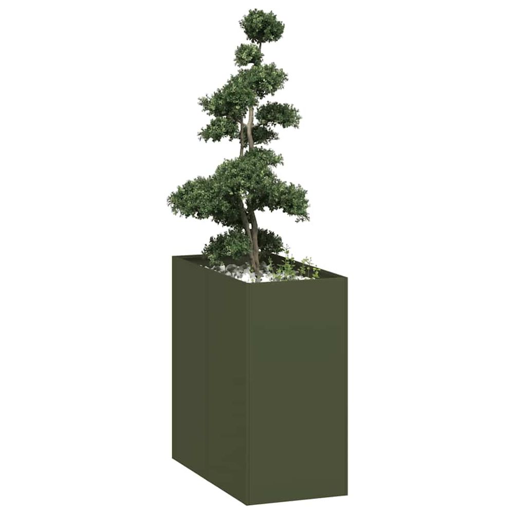 Potager surélevé en acier pour jardin terrasse vert olive 80x40x80 cm
