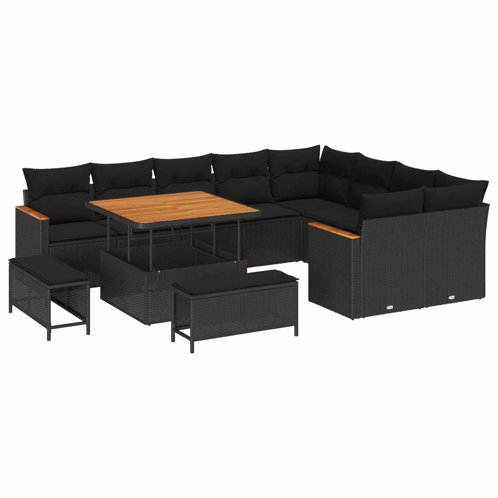 Ensemble de canapé de jardin 12 pc 9-nombre de places noir