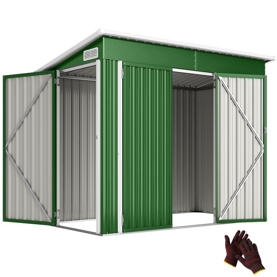Abri de jardin métal acier extérieur rangement outils triple porte 234x132x185cm vert - comfortxl outdoor living