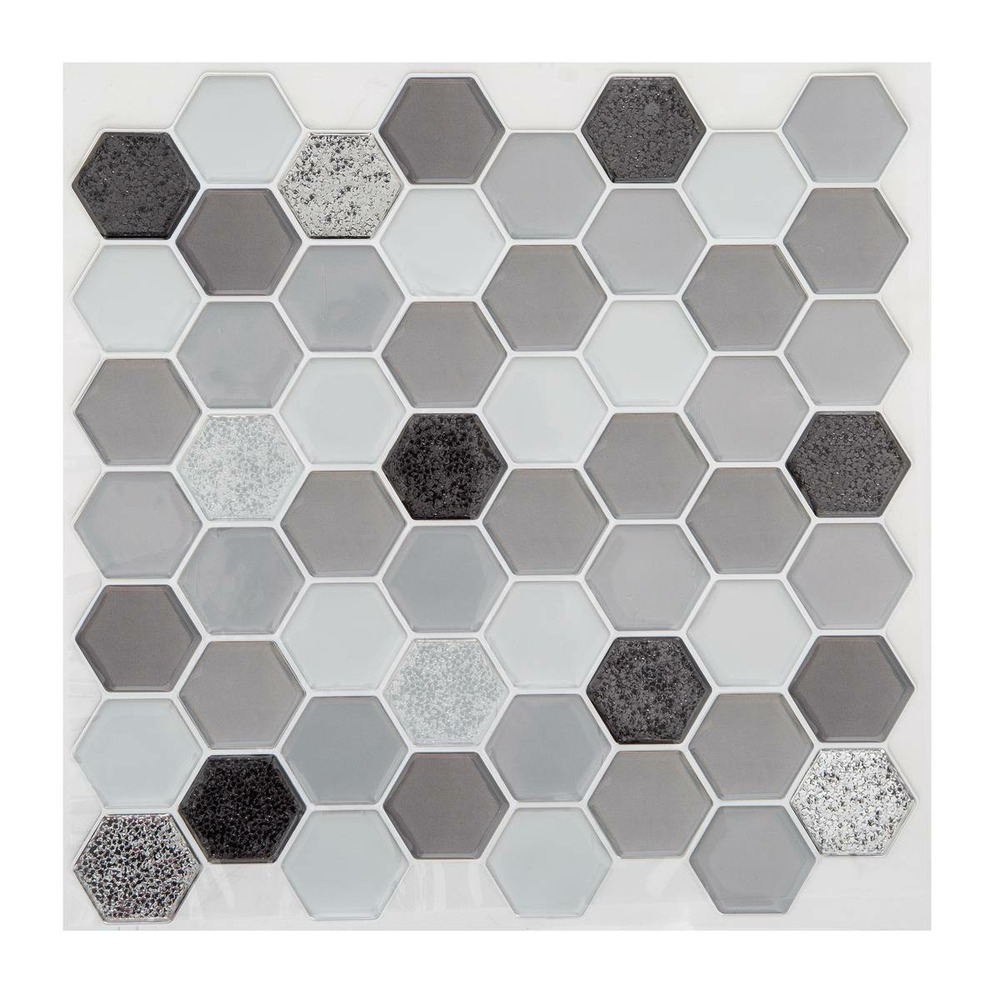 Lot de 2 stickers - carrelage - noir - 26x26 cm