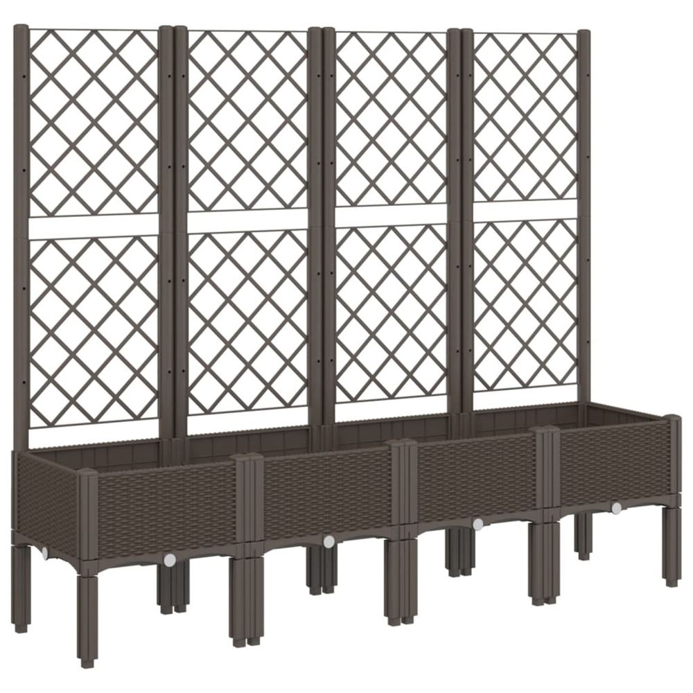 Jardinière d'extérieur avec treillis marron 160x40x142 cm pp
