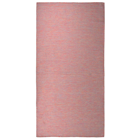 Tapis à tissage plat d'extérieur 100x200 cm rouge