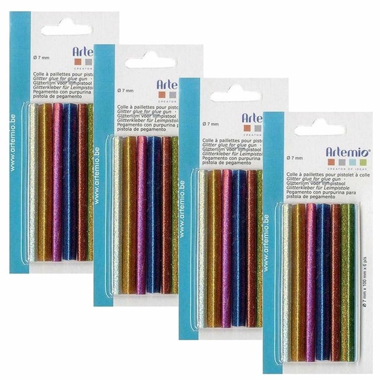 24 recharges pistolet à colle 7 mm - paillettes