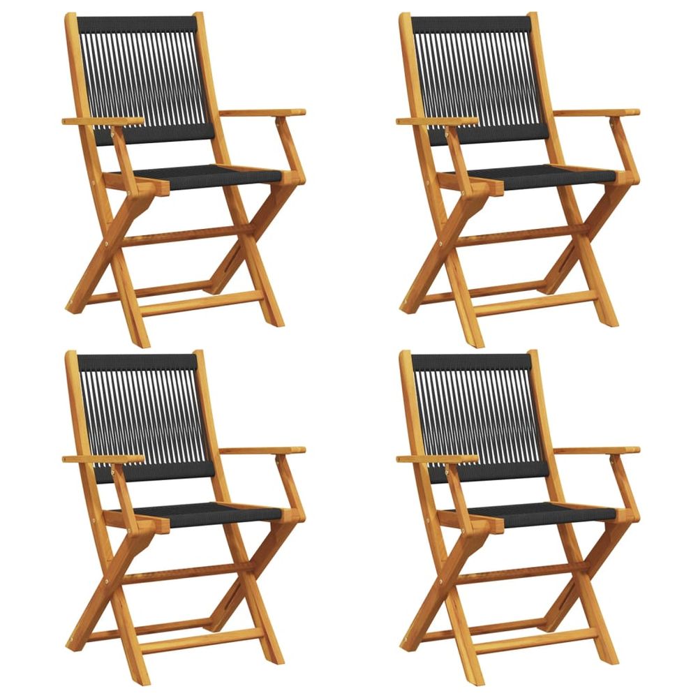 Chaises pliantes 4 pièces en bois d'acacia massif noir