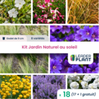 Kit jardin naturel au soleil - 8 variétés - lot de 18 godets
