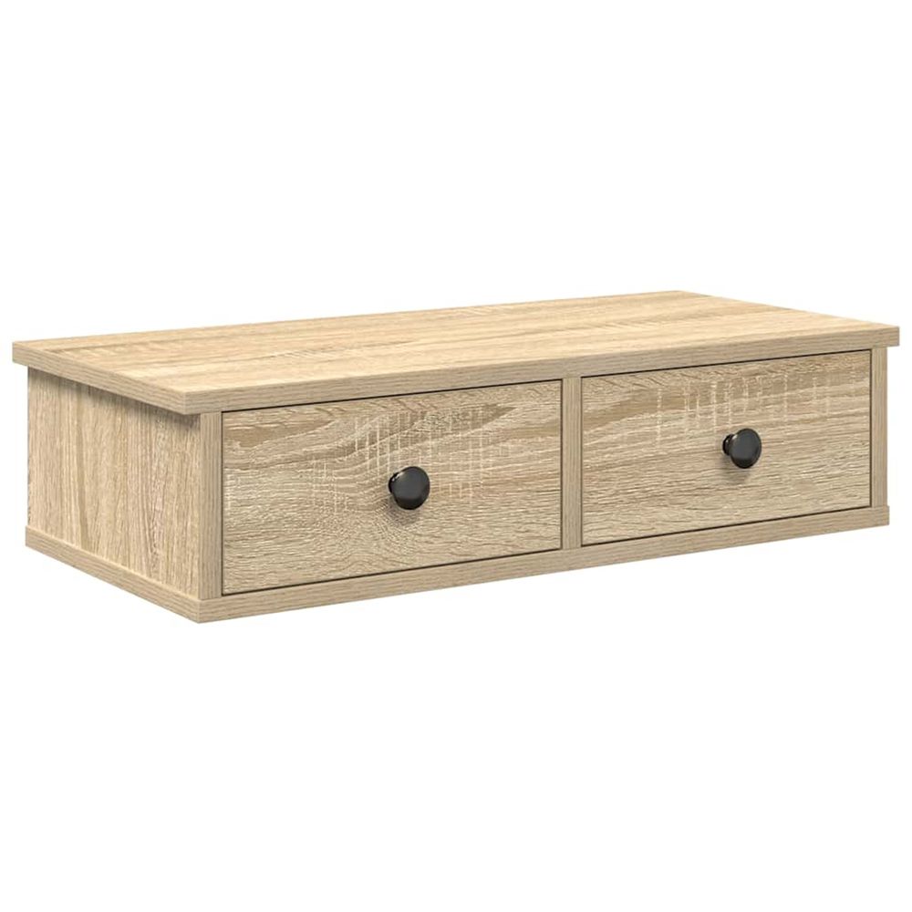 Étagère murale avec tiroirs chêne sonoma bois d'ingénierie