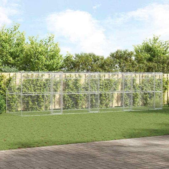 Cage jardin acier galvanisé toiture 8m gris argent