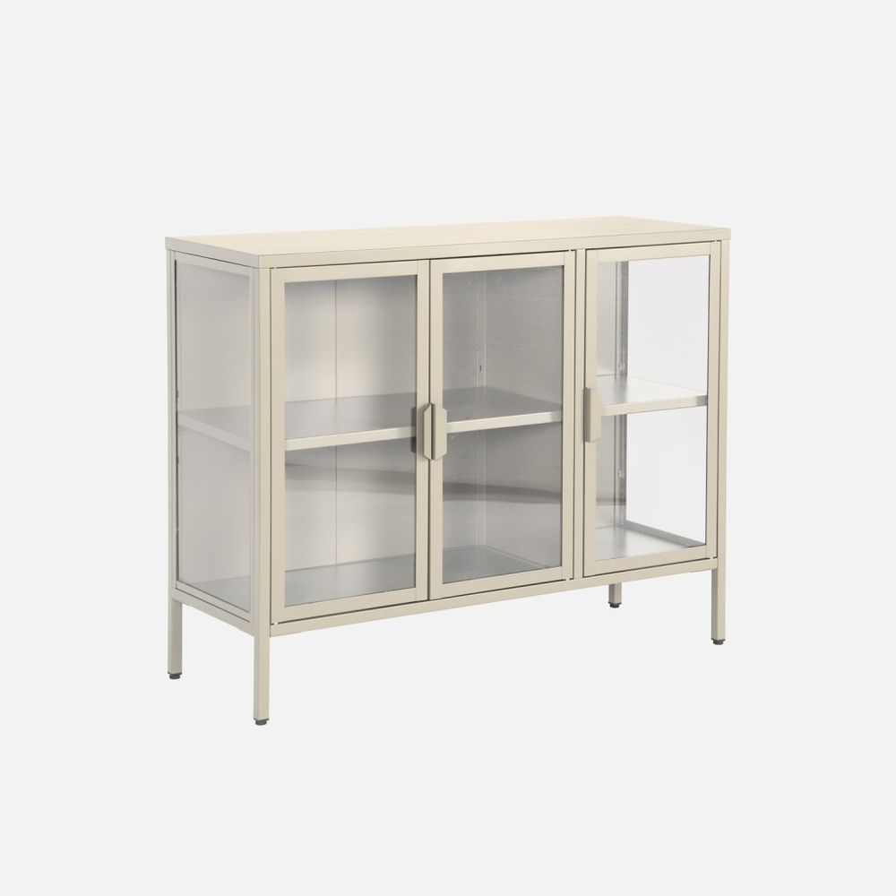 Buffet industriel métal et verre trempé 3 portes 100cm - arkansas
