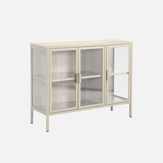 Buffet industriel métal et verre trempé 3 portes 100cm - arkansas