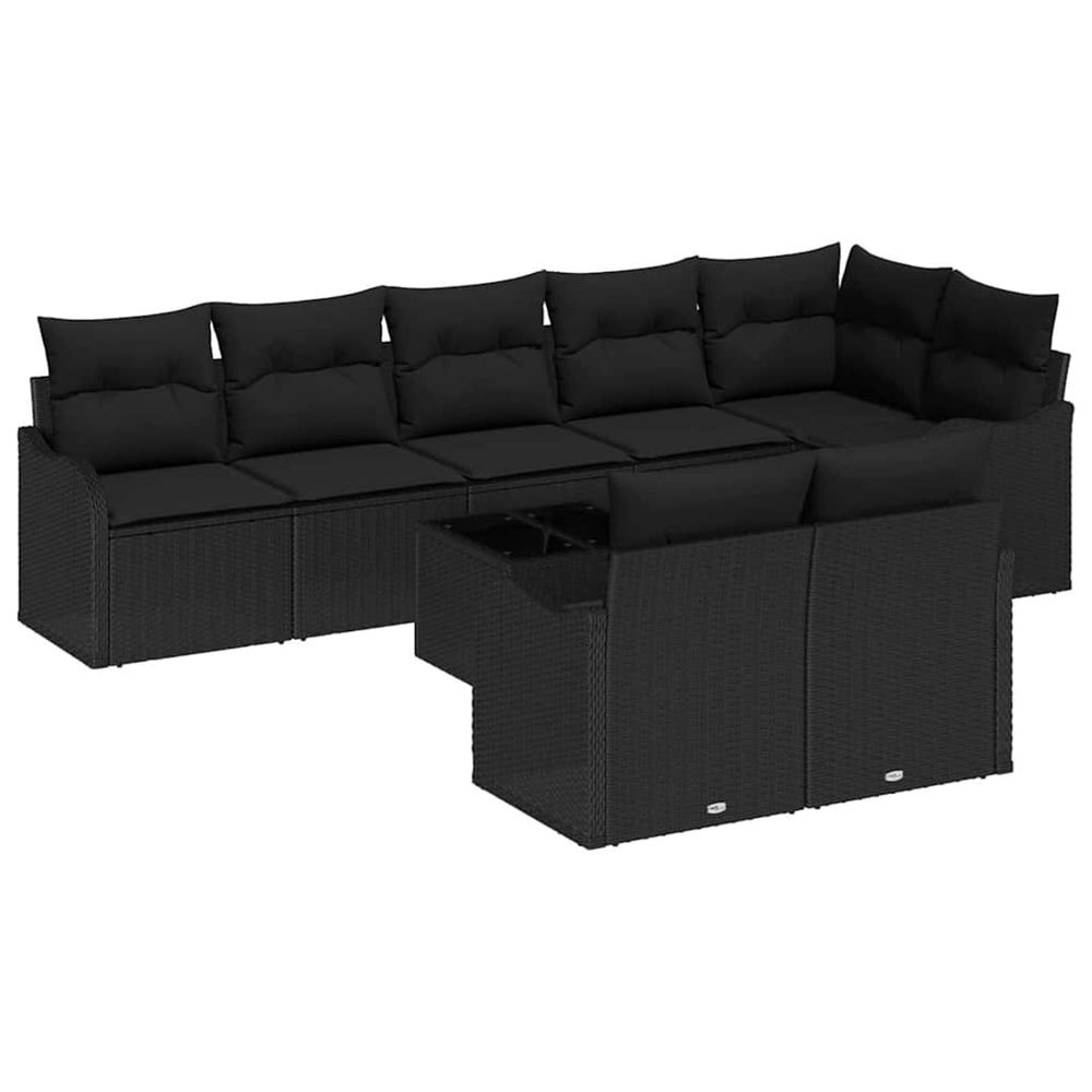 Ensemble de canapé de jardin 9 pc noir polyrotin