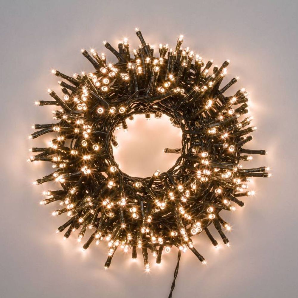 Guirlande mini-boa 60m ø6cm 3000 led blanc chaud 8 programmes ip44 lotti