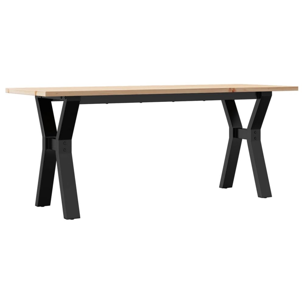 Table basse cadre en y 110x40x45 cm bois de pin massif et acier