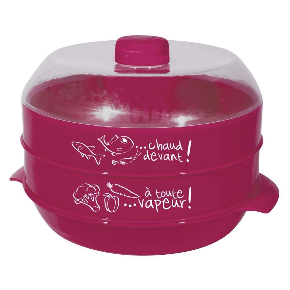 Cuit-vapeur à 2 étages spécial micro-ondes 2.4l fuschia