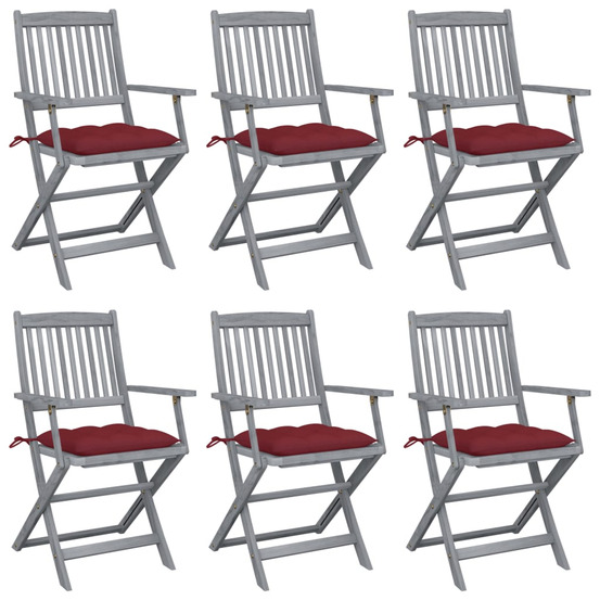 Chaises pliables d'extérieur lot de 6 et coussins bois d'acacia