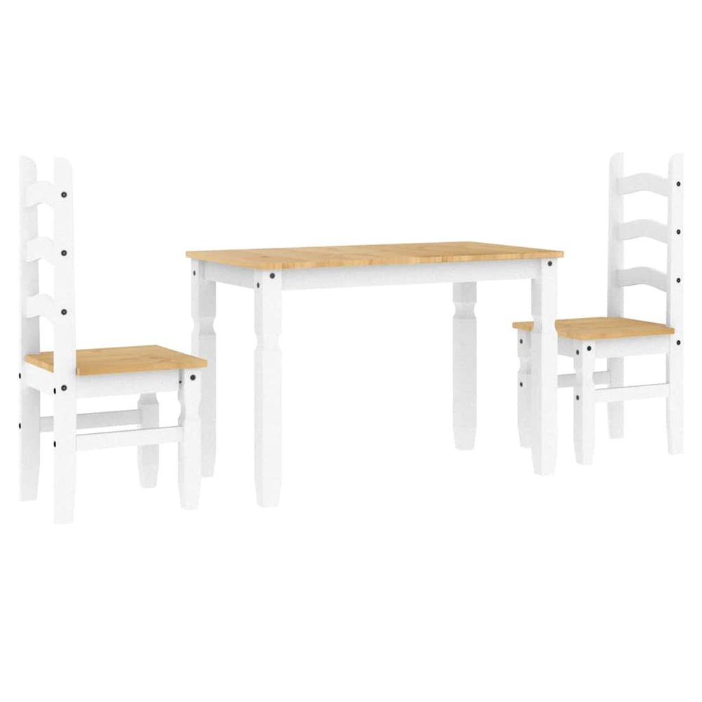 Ensemble à manger panama 3 pcs blanc bois de pin massif