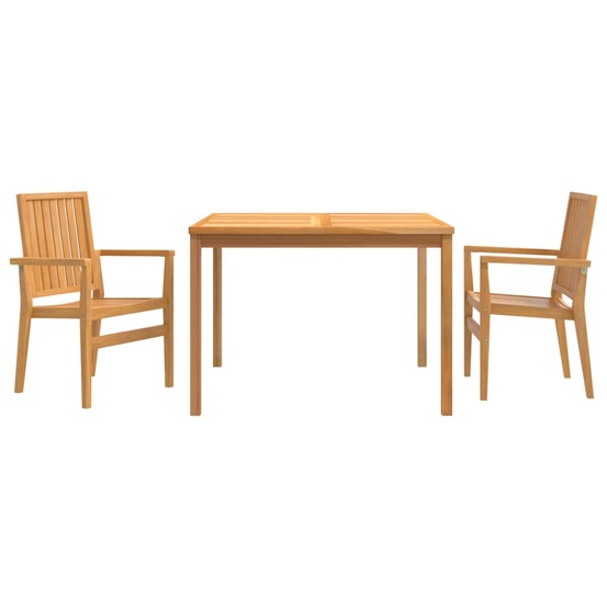 Ensemble à manger de jardin 3 pcs bois de teck massif