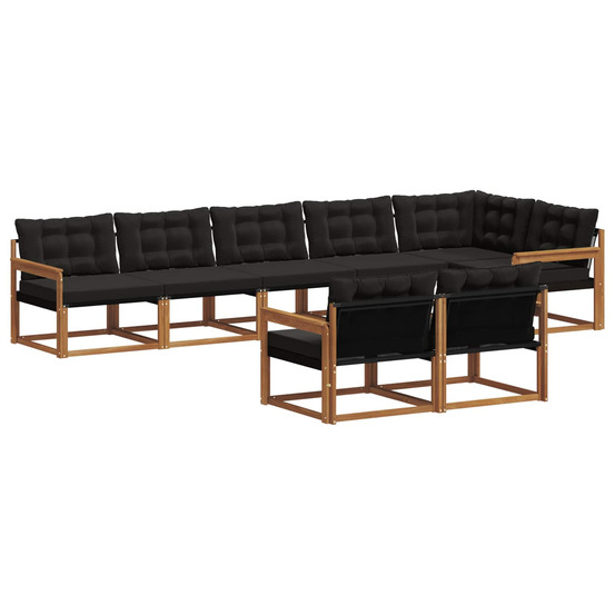 Ensemble de canapés d'extérieur 8 pcs naturel et noir