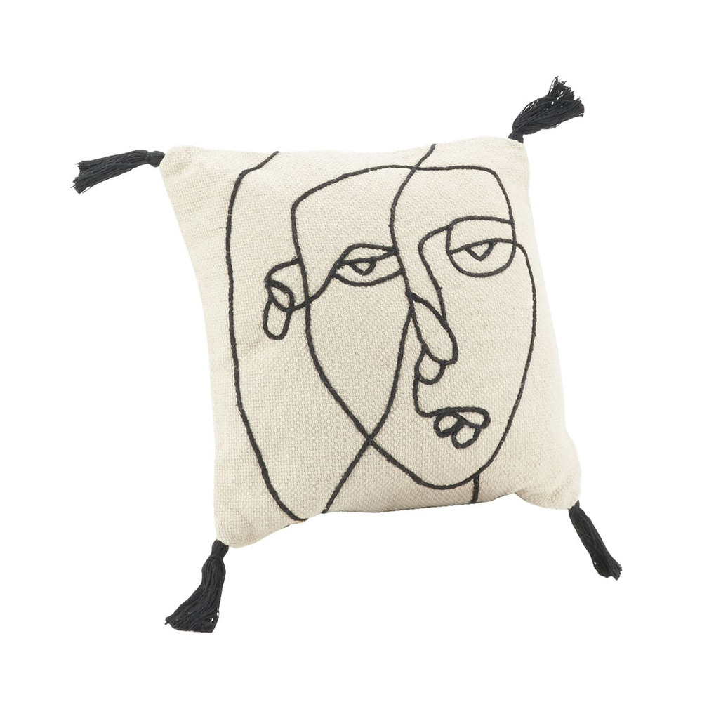 Coussin en coton visage 45 x 45 cm