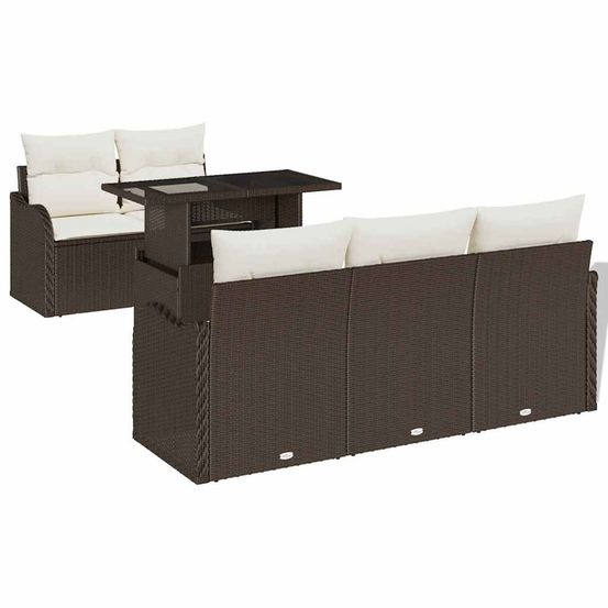 Ensemble de canapé de jardin 6 pc marron polyrotin