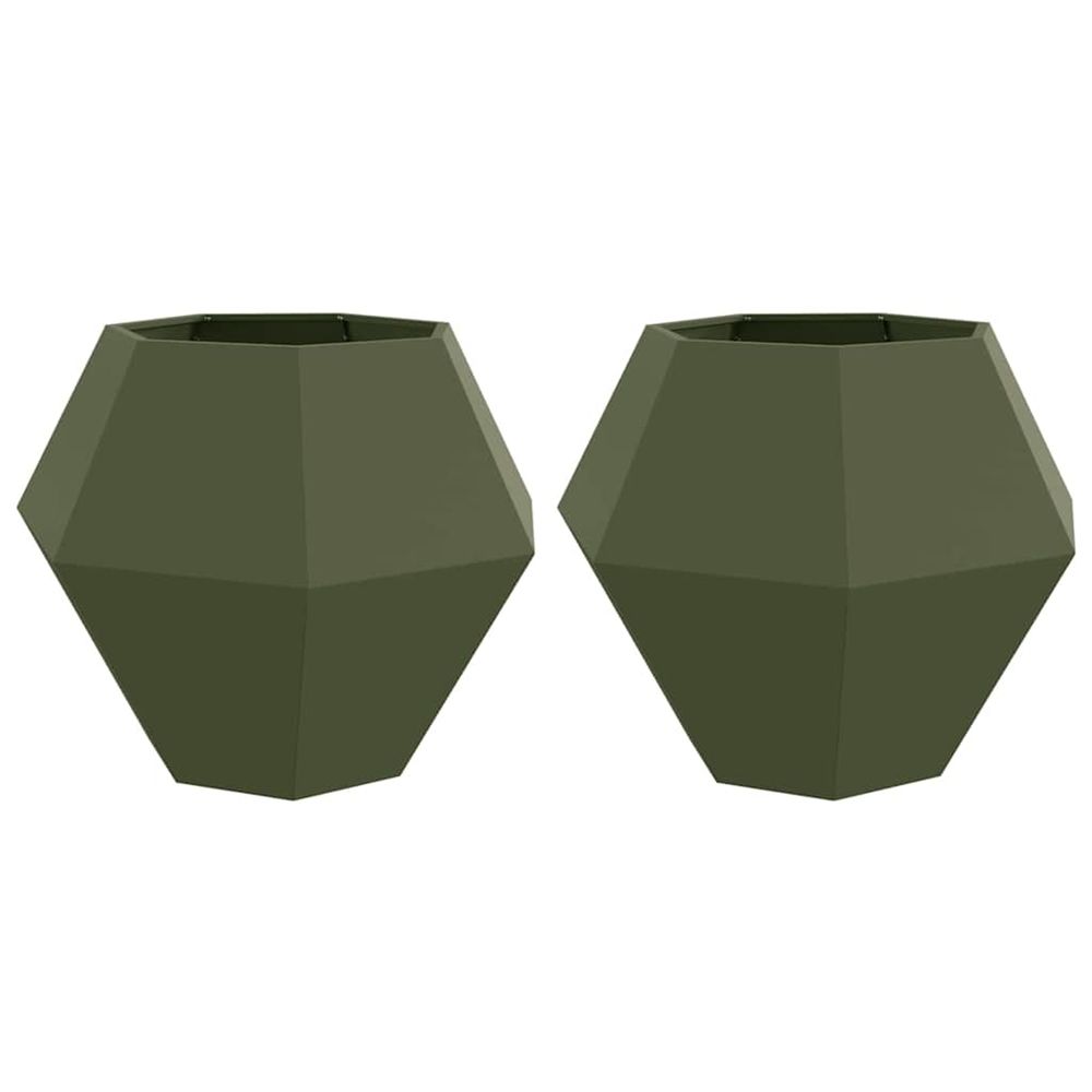 Jardinière d'extérieur 2 pc vert olive 100 x 100 x 80 cm acier