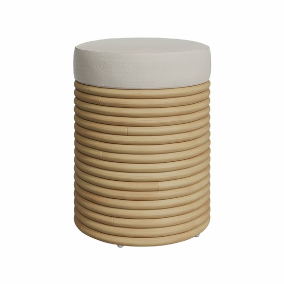 Théa-tabouret en rotin et tissu crème h 43 cm